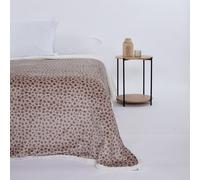 10XDIEZ Manta sherpa animal print - Mantas acoges y calentitas para hogar Beige 240x240cm