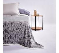 10XDIEZ Manta sherpa animal print - Mantas acoges y calentitas para hogar Gray 240x240cm