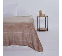 10XDIEZ Manta sherpa square - Mantas acoges y calentitas para hogar Beige 225x240cm