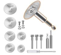11 hojas de sierra mini para Dremel con vástago hexagonal de 60 mm de 1/4 | Juego de 6 hojas de sierra circular HSS, mini hoja de sierra circular para madera, metal, piedra, cristal, con destornillador