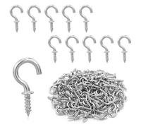 110 ganchos de rosca M1,9/20 mm de acero inoxidable, niquelados para tornillos, pequeños ganchos de techo, ganchos de pared, tornillos de gancho para vasos, ganchos de metal, ganchos autocortantes