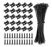 110 Piezas 21,5 x 16 mm Bridas con Agujeros Tornillos, 15cm Bridas Nailon y Tornillos, Negro Abrazaderas Cables Zócalo, Kit Gestión Cables,Para Pared o Escritorio