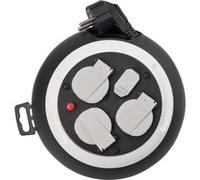 Brennenstuhl Comfort-Line enrollacables doméstico con 4 enchufes y USB (cable de 3 m, alargador eléctrico enrollable, para uso al hogar, carga USB) negro/blanco