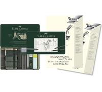 112974 - Set de dibujo Pitt Graphite, juego de 26 piezas, set profesional de lápices y grafito que incluye Castell 9000, grafito para acuarela, lápices de colores y accesorios (incluye 2 blocs de dibu