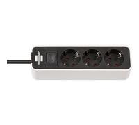 Brennenstuhl Ecolor regleta enchufes con 3 Tomas Corriente (Cable de 1,5 m, con Interruptor) Color Blanco/Negro