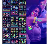 12/24 Uds tatuajes temporales luminosos pegatinas UV neón fluorescente que brilla en la oscuridad para el cuerpo cara tatuaje pegatinas accesorios de fiesta