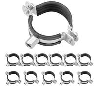 12 Abrazaderas de acero, soportes de tubería, abrazaderas para tubos, soportes de tubo con revestimiento, 50 mm, de metal, para tubos de rosca, baños, cocinas, espacios residenciales