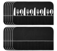 12 bolsas de almacenamiento plateadas antideslustre, organizador de cubiertos de fieltro de plata, bolsas protectoras antideslustre, rollo de ajuste de lugar con cinta blanca para utensilios de cocina
