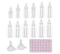 12 Botellas de 5 ml/10 ml/20 ml/30 ml/50 ml/60 ml/80 ml/100 ml Con 2 Embudos, 64 Pegatinas Para Etiquetas, Dispensadora, de Empuje Tintada, de Loción Transparente, Reutilizable