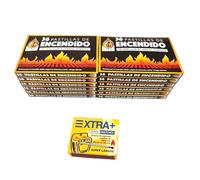12 Cajas 432 Pastillas de Encendido Chimenea, Estufas y Barbacoas,Pastilla encender Carbon + 1Caja 120 fósforos de Madera extralargos de 5.5cm.