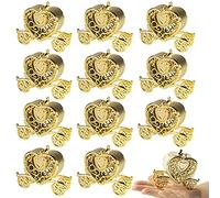 12 cajas de plástico para caramelos de calabaza, cajas de regalo para bodas, tarros de dulces, cajas de regalo para bodas, baby shower, Navidad, cumpleaños, fiestas, decoración, contenedor (dorado)