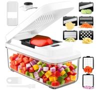 12 En 1 Cortador de Verdura, Mandolina de Cocina Profesional, Picador de Verduras con 7 Cuchillas Afiladas Intercambiables, Cortador verduras para Cebollas, Pepinos, Patatas y Zanahorias