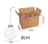 12 Esferas de Plástico Claro para Manualidades 80mm(8cm) | 12 unidades, 60mm diámetro, plástico transparente, incluye cuerdas plateadas, para fácil colgar