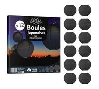 12 farolillos de papel de 10 cm negras, colgante de bola de papel de 10 cm (12 pulgadas), tipo linterna japonesa para decoración de boda, 12 piezas, lo imprescindible de la gama de lámparas de papel