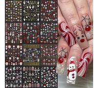 12 hojas de pegatinas navideñas con copos de nieve, muñeco de nieve, diseño 3D, autoadhesivo, rojo dorado, Papá Noel, alce, árbol de Navidad, gorro de Papá Noel festivo