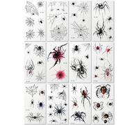 12 Hojas Pegatinas De Tatuaje De Araña De Halloween Pegatinas Temporales Impermeables De Telaraña 3D Para Fiestas Divertidas