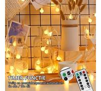 12 metros + 1 metro de guirnaldas de luces LED, iluminación decorativa – Guirnaldas de luces con 8 modos – Guirnaldas LED para interiores – Guirnaldas con batería o USB – Función de temporizador – Par