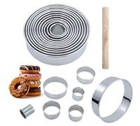 12 moldes redondos para galletas, forma de rosquilla, anillos de acero inoxidable, moldes para galletas, para pasteles, donuts, fondant, mousse, hornear, hacer pasteles