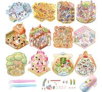 12 PCS Pegatinas 3D Escenas, Pegatina para Casa DIY 3D Sticker Scene
