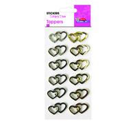 12 pegatinas 3d - corazones dorados y plateados