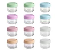 12 Pieces Frascos de Vidrio con Tapa Pequeños de 50 ml para Congelar Purés, Almacenamiento de Alimentos Aptos para Microondas Lavavajillas y Congelador