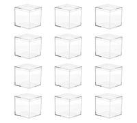 12 Piezas Caja de Acrílico Transparente Tapa, Mini | Diseño Apilable, Estilo Simple y Pulido Suave, Presentación Lista para Obsequio, para Anillos y Sellos