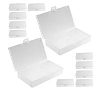 12 Piezas Caja de Plástico Rectangular Tapa Abatible, PP | Mini Organizador para Manualidades y Pastillas, Uso en Cajones y Hogar, Cierre Seguro