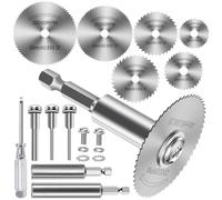 12 Piezas Discos de Corte para Taladro, HSS Hojas de Taladro de Disco con Vástago Hexagonal de 1/4", Mini Hojas de Sierra Circular para Madera Plástico Metal