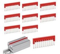12 Piezas FBS 10-5 Puente Enchufable Rojo, FBS10-5 Puente 10 Polos, Puente Conector Bornes, Puente para Bornes con Contactos de Latón, Adecuado para Bornes Phoenix Contact PT 2,5/ST 2,5 en Carril DIN