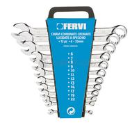 12 PIEZAS JUEGO DE LLAVES COMBINADAS DE BOCA Y ESTRELLA 6 - 22 MM FERVI 0199