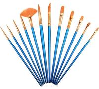 12 piezas/juego. Set de pinceles de nailon de diferentes tamaños para artistas. Ideal para pintura acrílica, óleo, acuarela, dibujo y otras técnicas artísticas. Material para manualidades y proyectos