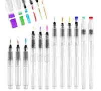 12 Piezas Pinceles de Acuarela con Depósito de Agua, Pinceles de Agua con Punta Fina/Media/Gruesa y Rellenables, Pinceles Reutilizables para Pintar y Colorear - Ideales para Niños y Adultos