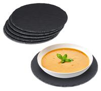 12 placas de pizarra redondas, de 25 cm de diámetro, ideales para servir y etiquetar pizzas, perfectas para buffets. Plato de pizarra, color antracita
