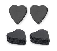 12 posavasos de pizarra, 10 x 10 cm, posavasos con forma de corazón de pizarra, plato de pizarra natural, 100 % pizarra para sushi, bistec, queso, tazas, bodas, San Valentín
