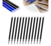 12 Recambios bolígrafo borrable negro, compatibles con Pilot FriXion Ball, Clicker y Eberhard Faber Animal Erase It, punta 0,7 mm, tinta gel suave, recambio borrable, perfectas para escuela y oficina