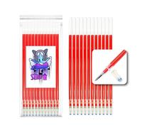12 Recambios XXL Bolígrafo Gel Borrable - Compatibles con Legami - Punta 0,5mm - Con 2cm Más de Tinta - Para Escuela, Marcado Preciso sobre Tela y Piel - Termoborrables de Larga Duración (Rojo)