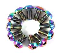 12 unids T25 Titanio Aleación Bicicleta Torx Cabeza Tornillos Sujetador para bicicleta de montaña MTB Freno disco Pinza montaje Adaptador piezas Accesorios(M5x12-Color brillante)