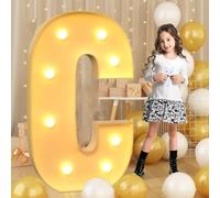 120 cm - 4 pies de letra gigante LED C iluminada, letrero de marquesina de mosaico iluminado, lámparas de letras LED para San Valentín, cumpleaños, Navidad, Año Nuevo
