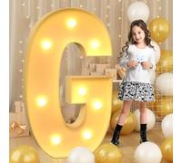 120 cm - 4 pies de letra gigante LED G iluminada, señal de marquesina iluminada de mosaico, lámparas de letras LED para San Valentín, cumpleaños, Navidad, Año Nuevo