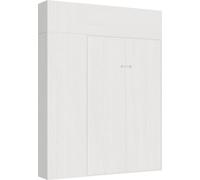 120 cm, Cama abatible blanca de roble claro Kentaro con estructura de soporte - Panel superior para pared - Panel para pared sobre la estructura de soporte, cama abatible