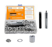 120 Juegos Kit de Herramienta de Ojete, Alicates Ojales, Herramienta de Montaje de Arandela, Ojales de Metal 10 mm con Herramienta de Perforación para Lona, Tela, Cortina, Cubierta de Piscina