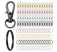 120 Piezas Kit para Hacer Llaveros, Aleación de Zinc, 60 Mosquetones Giratorios + 60 Argollas, Ganchos Metálicos para Bisutería y Manualidades (oro, plata, negro, rosa dorado)