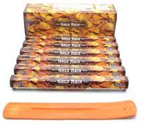 120 varitas de Incienso de Monedas de Oro Lluvia de Oro (Gold Coin Gold Rain) varitas Joss 120 Varillas Incienso Fragancia casera Joss Sticks con cenicero