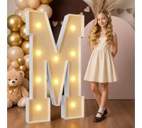 120cm Amarillo Letras Luminosas Decoración Cumpleaños Bautizo Fiesta, Cumpleaños Feliz Letras Decorativas, Letras LED Aniversario de Boda, La Fiesta de las Letras, Letras Luminosas Grandes, Letra M