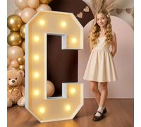 120cm Amarillo Letras Luminosas Decoración Cumpleaños Bautizo Fiesta, Cumpleaños Feliz Letras Decorativas, Letras LED Aniversario de Boda, La Fiesta de las Letras, Letras Luminosas Grandes, Letra C