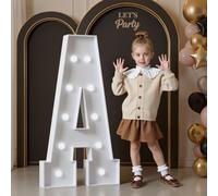 120cm Blanco Letras Luminosas Decoración Cumpleaños Bautizo Fiesta, Cumpleaños Feliz Letras Decorativas, Letras LED Aniversario de Boda, La Fiesta de las Letras, Letras Luminosas Grandes, Letra A