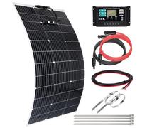 【120W Panel Solar 12V Flexible Kit】DERUXI Placa Solar 12V 120Watt Flexible+Regulador de Carga 30 4PCS Cable Solares+6Pcs Bridas Metalicas, 120W Panel Solar para Balcón RV Barcos Caravana Baterías