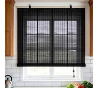 120X210cm Negro Persiana Estor Bambu Exterior Persiana Enrollable Interior Bambu Cortinas Madera Estor 60% Opaco Enrollable con Elevador Anti-UV con Accesorios Privacidad para Porche Patio