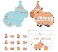 12PCS Invitaciones de Cumpleaños Capybara con Sobres & Pegatinas, Invitaciones Divertidas de Capybara para Adultos & Adolescentes, Tarjetas de Invitación para Fiestas de Cumpleaños & Reuniones