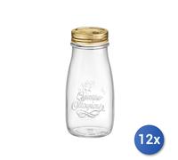 12X Botellita De Jugo 4 Estaciones Lt0,4 Con Cápsula, Vidrio Transparente